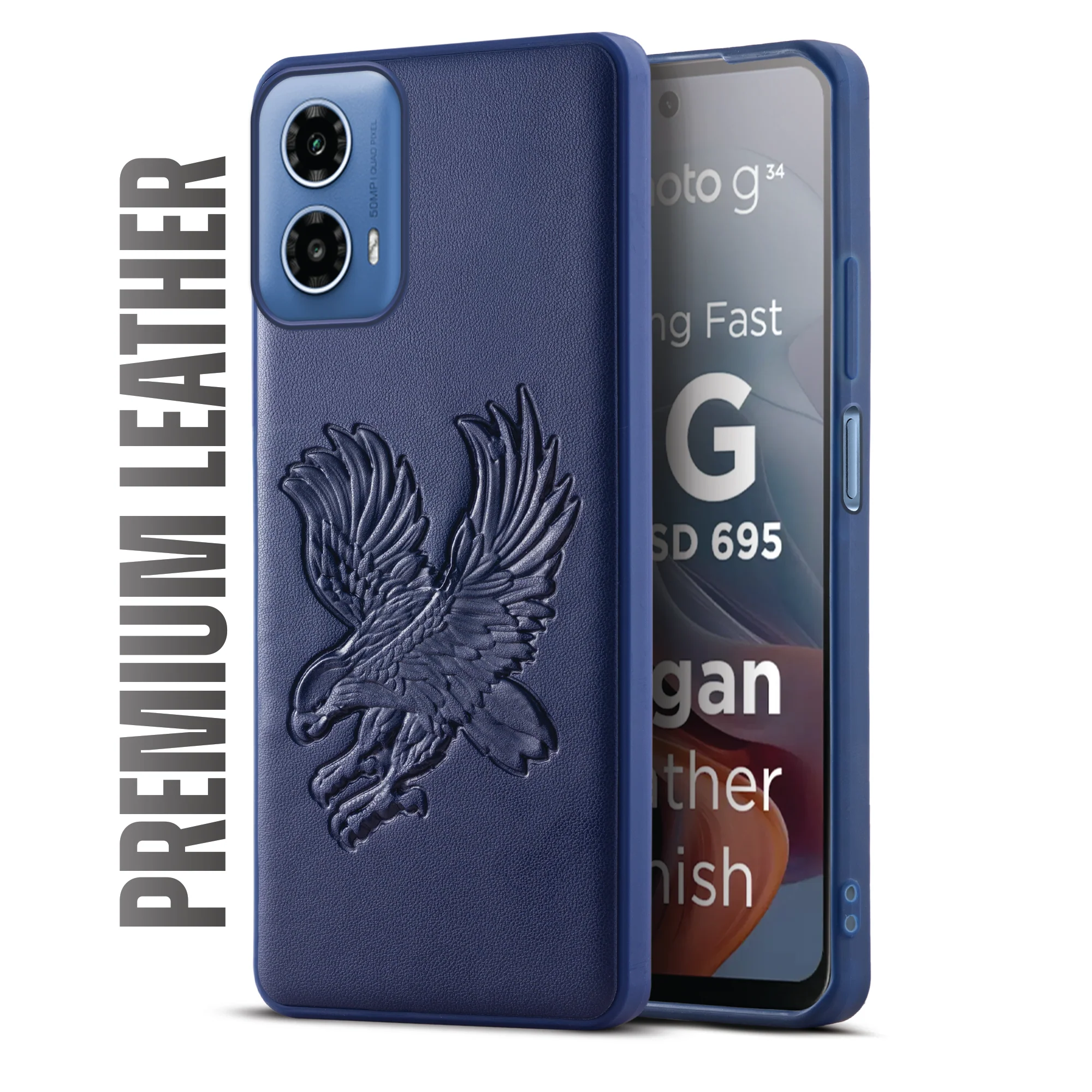 Eagle Textured Leather Back Case Cover for Motorola G34 5G - Image 19