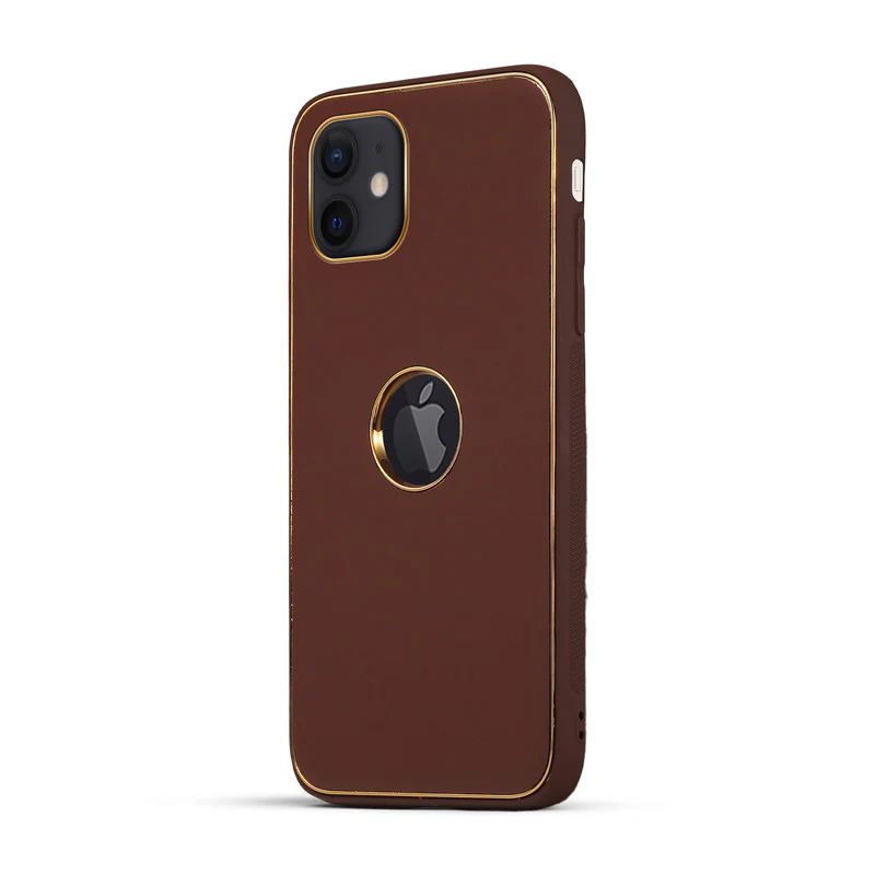 Electroplated Frame Leather Back Cover for Apple iPhone 11 - Image 14