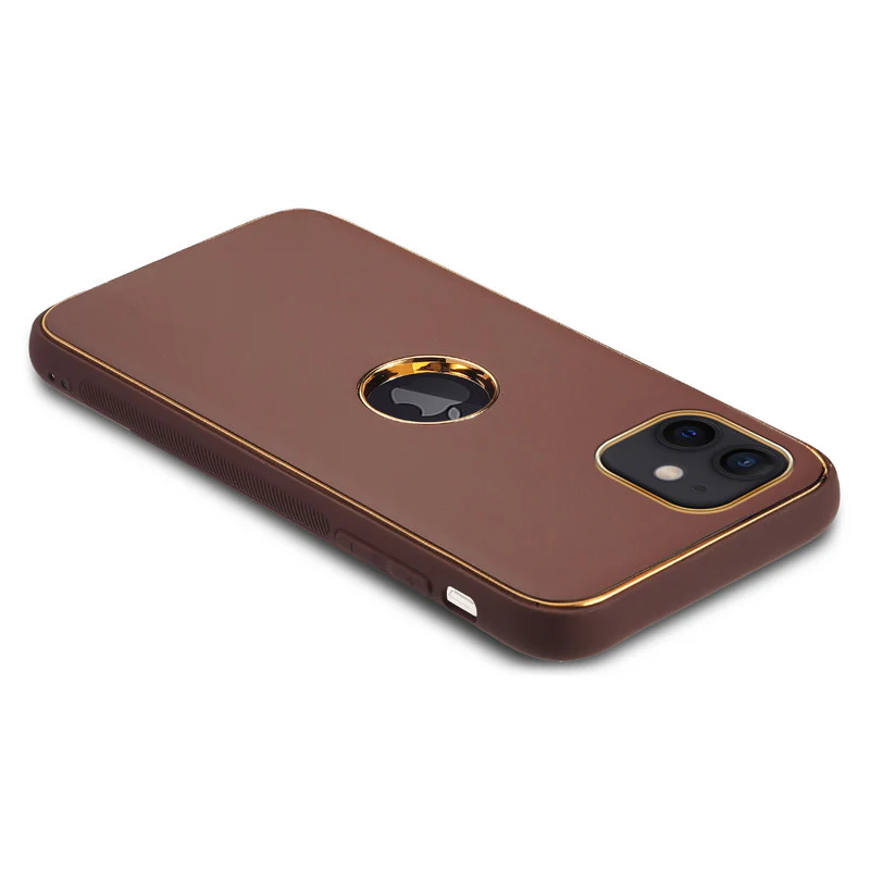 Electroplated Frame Leather Back Cover for Apple iPhone 11 - Image 15