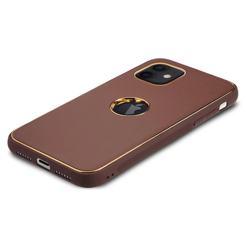 Electroplated Frame Leather Back Cover for Apple iPhone 11 - Image 16