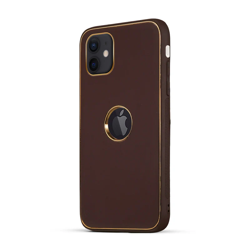 Electroplated Frame Leather Back Cover for Apple iPhone 11 - Image 19