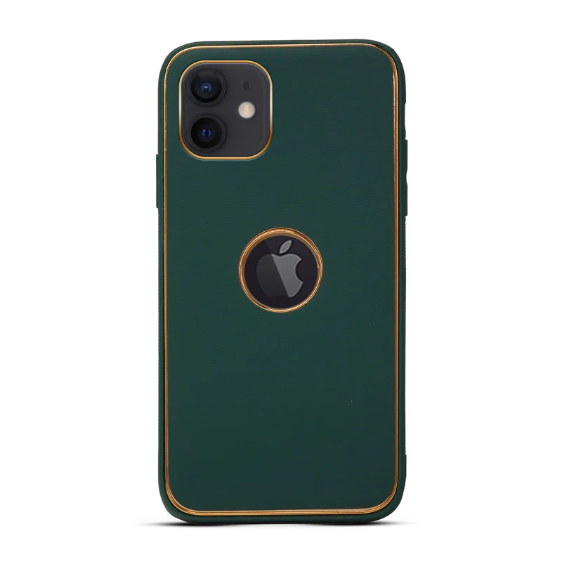 Electroplated Frame Leather Back Cover for Apple iPhone 11 - Image 22