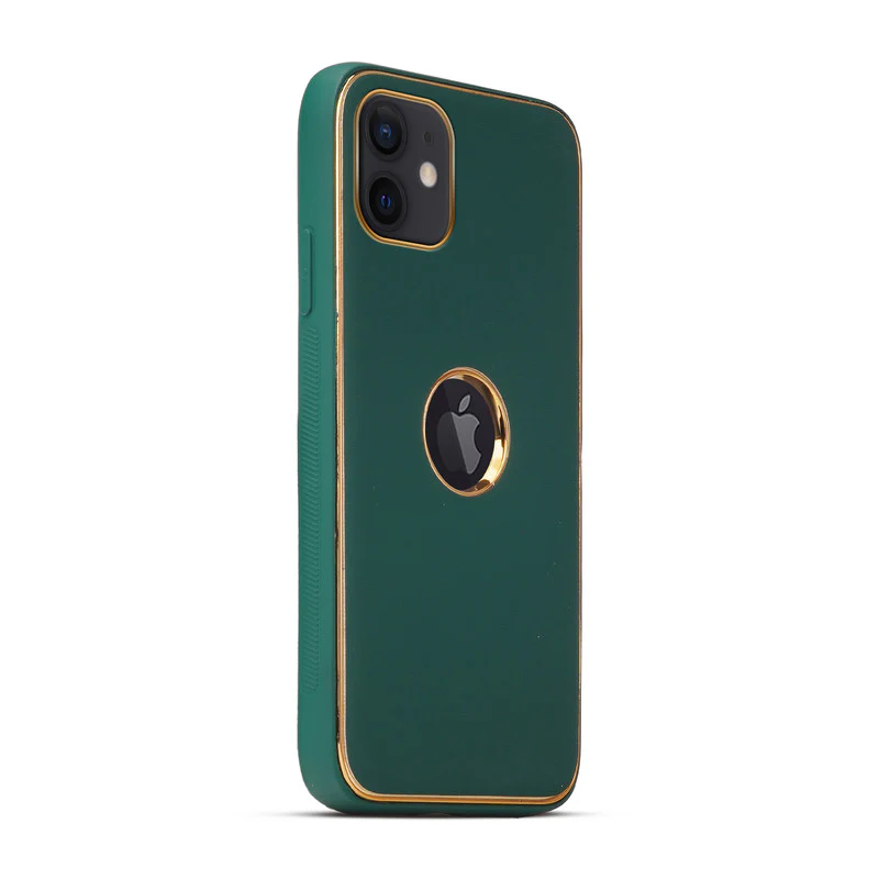 Electroplated Frame Leather Back Cover for Apple iPhone 11 - Image 23