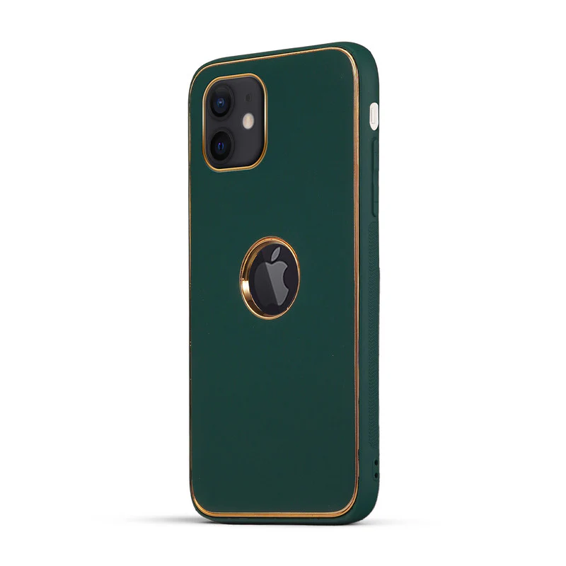 Electroplated Frame Leather Back Cover for Apple iPhone 11 - Image 24