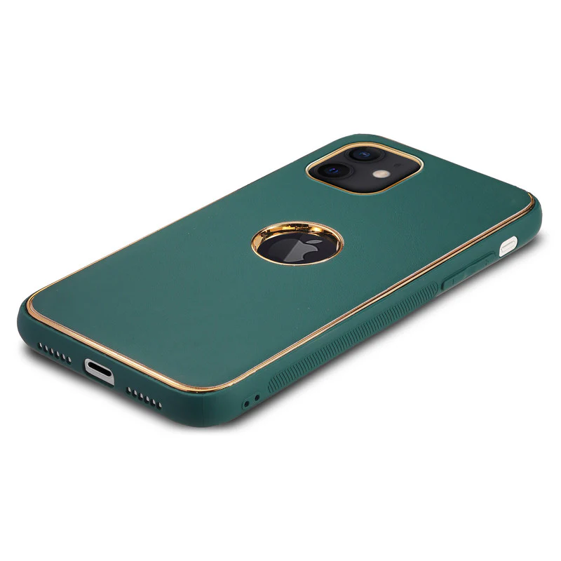Electroplated Frame Leather Back Cover for Apple iPhone 11 - Image 26