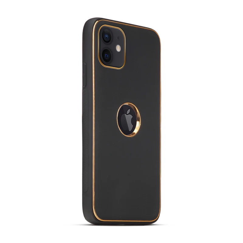 Electroplated Frame Leather Back Cover for Apple iPhone 11 - Image 3