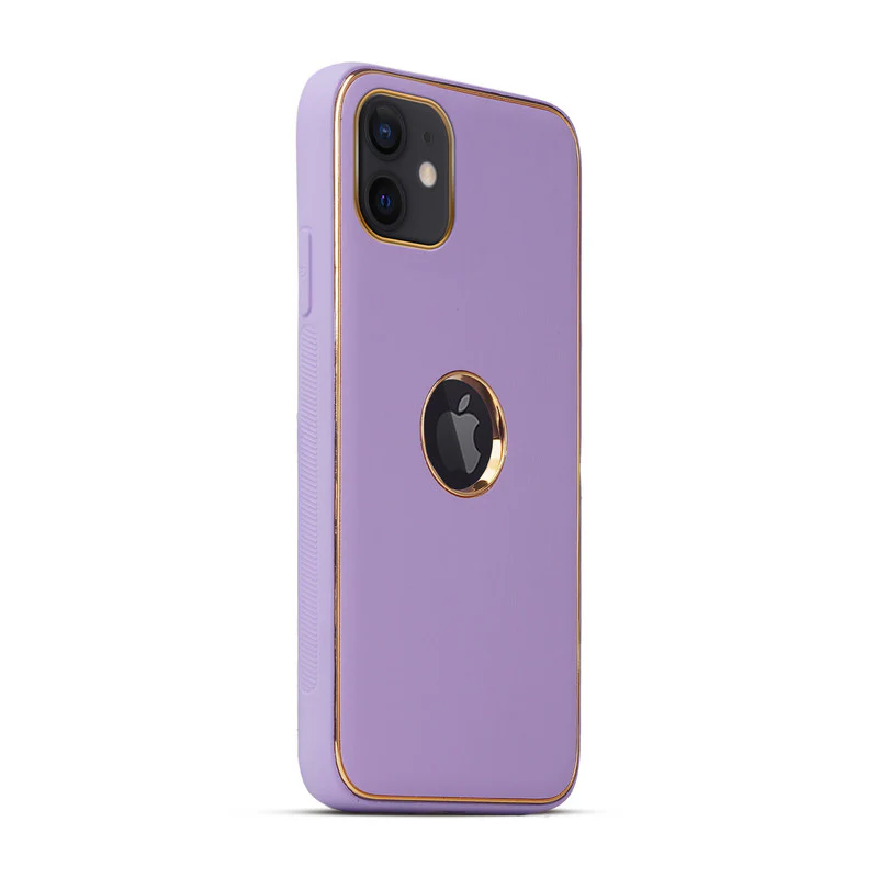 Electroplated Frame Leather Back Cover for Apple iPhone 11 - Image 33