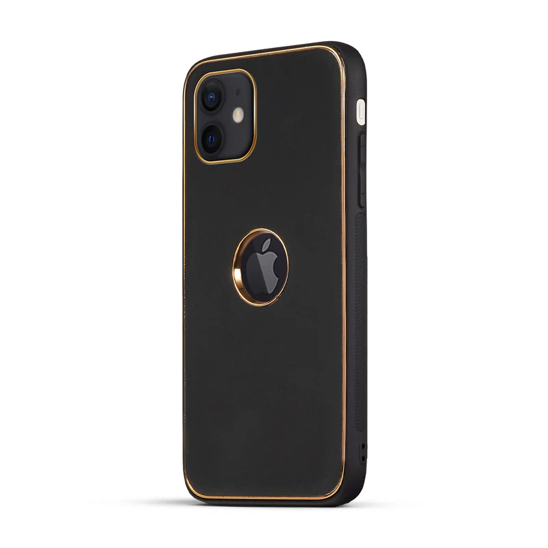 Electroplated Frame Leather Back Cover for Apple iPhone 11 - Image 4