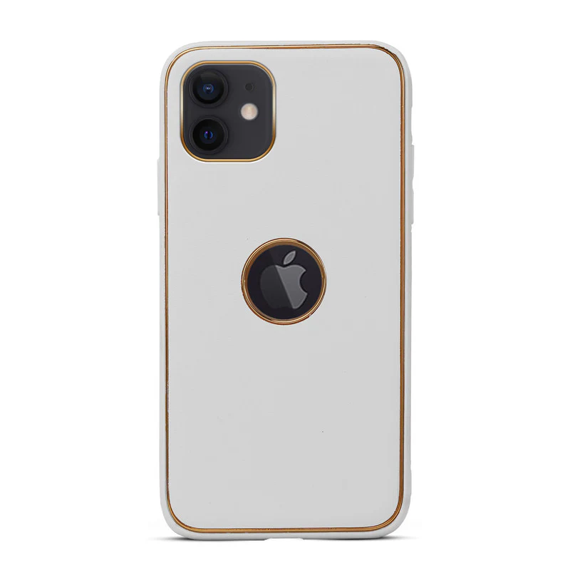 Electroplated Frame Leather Back Cover for Apple iPhone 11 - Image 47