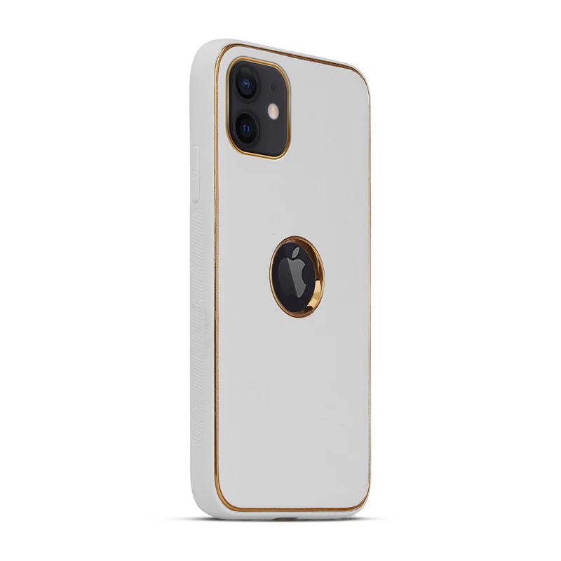 Electroplated Frame Leather Back Cover for Apple iPhone 11 - Image 48