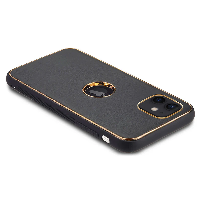Electroplated Frame Leather Back Cover for Apple iPhone 11 - Image 5