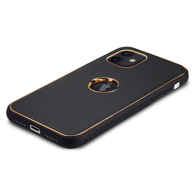 Electroplated Frame Leather Back Cover for Apple iPhone 11 - Image 6