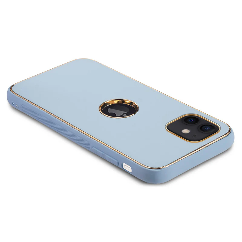 Electroplated Frame Leather Back Cover for Apple iPhone 12 - Image 11