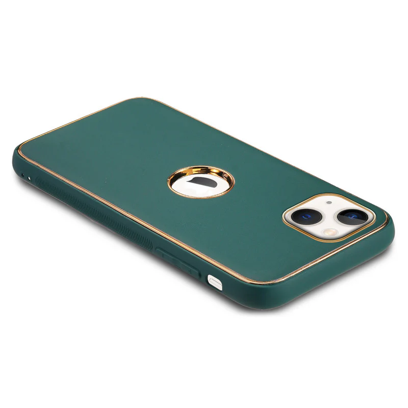 Electroplated Frame Leather Back Cover for Apple iPhone 13 - Image 20
