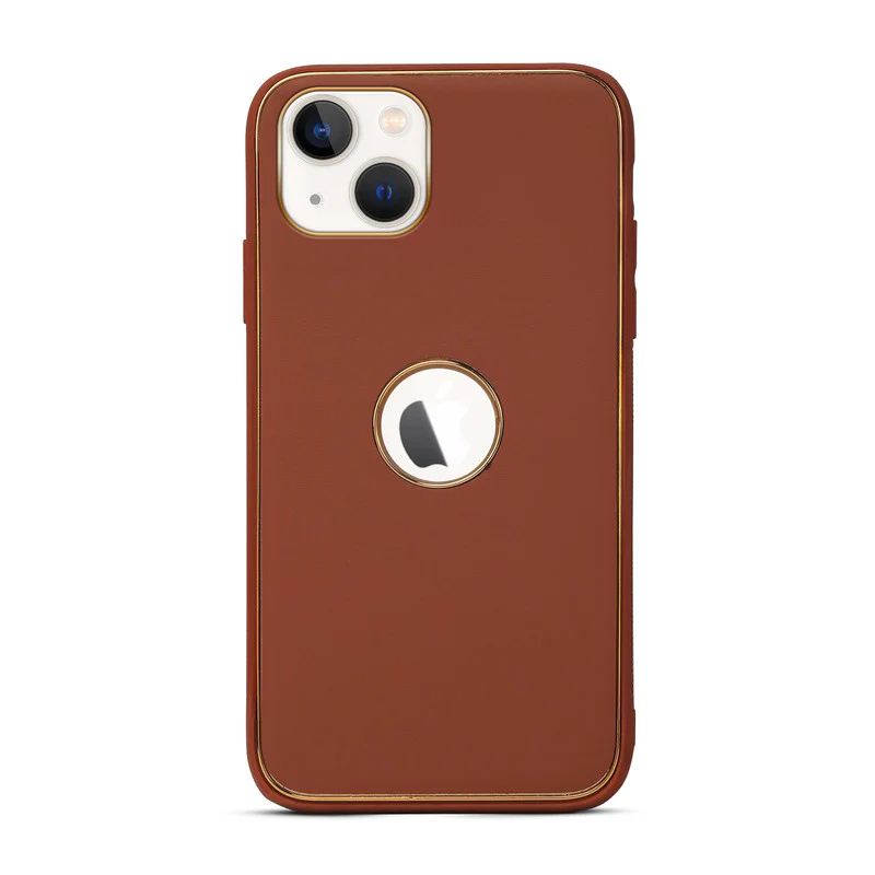 Electroplated Frame Leather Back Cover for Apple iPhone 13 - Image 22