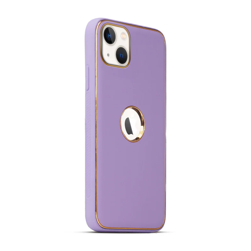 Electroplated Frame Leather Back Cover for Apple iPhone 13 - Image 28