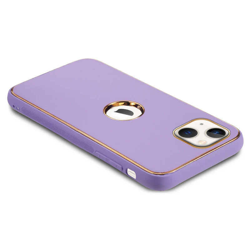 Electroplated Frame Leather Back Cover for Apple iPhone 13 - Image 30
