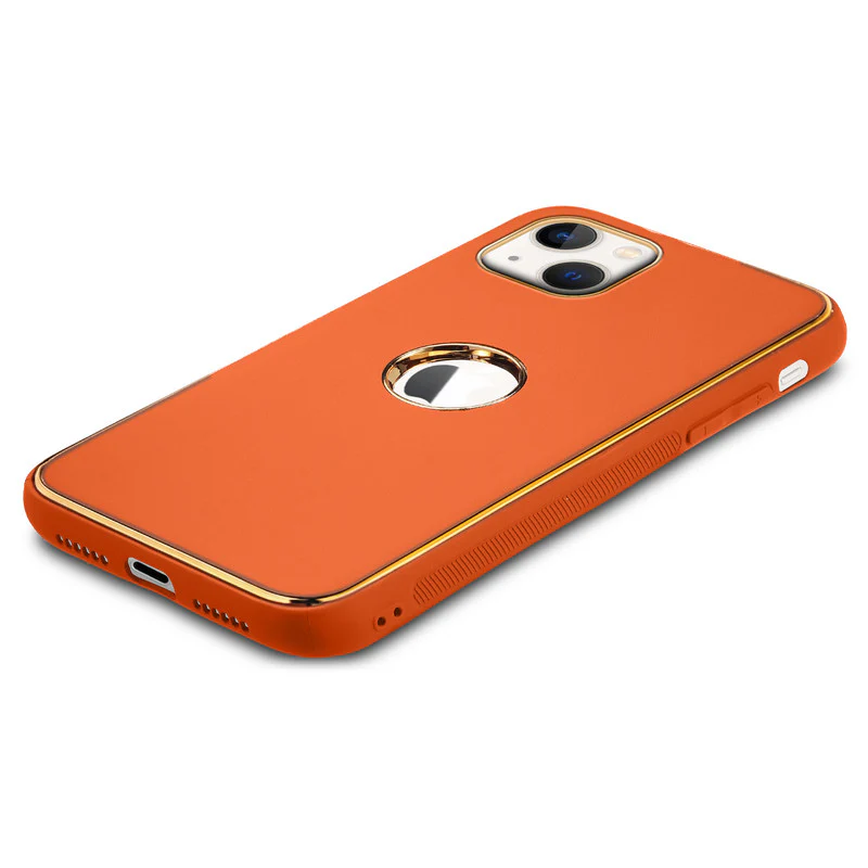 Electroplated Frame Leather Back Cover for Apple iPhone 13 - Image 36