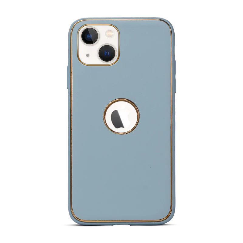 Electroplated Frame Leather Back Cover for Apple iPhone 13 - Image 37