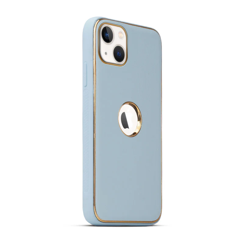 Electroplated Frame Leather Back Cover for Apple iPhone 13 - Image 38
