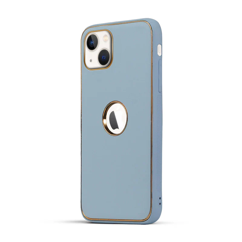 Electroplated Frame Leather Back Cover for Apple iPhone 13 - Image 39