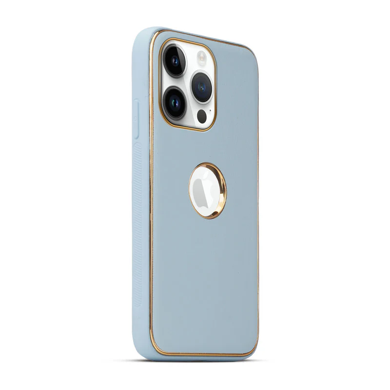 Electroplated Frame Leather Back Cover for Apple iPhone 13 Pro Max - Image 22