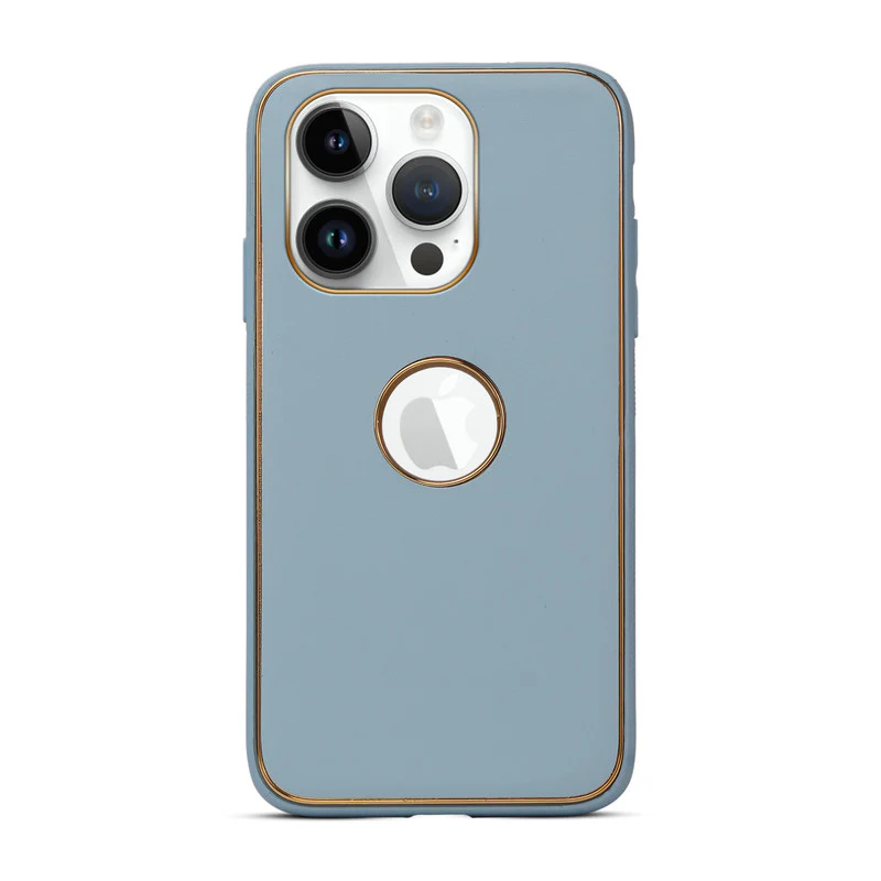 Electroplated Frame Leather Back Cover for Apple iPhone 14 Pro - Image 21