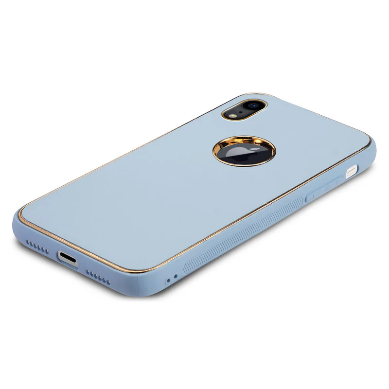 Electroplated Frame Leather Back Cover for Apple iPhone XR - Image 11