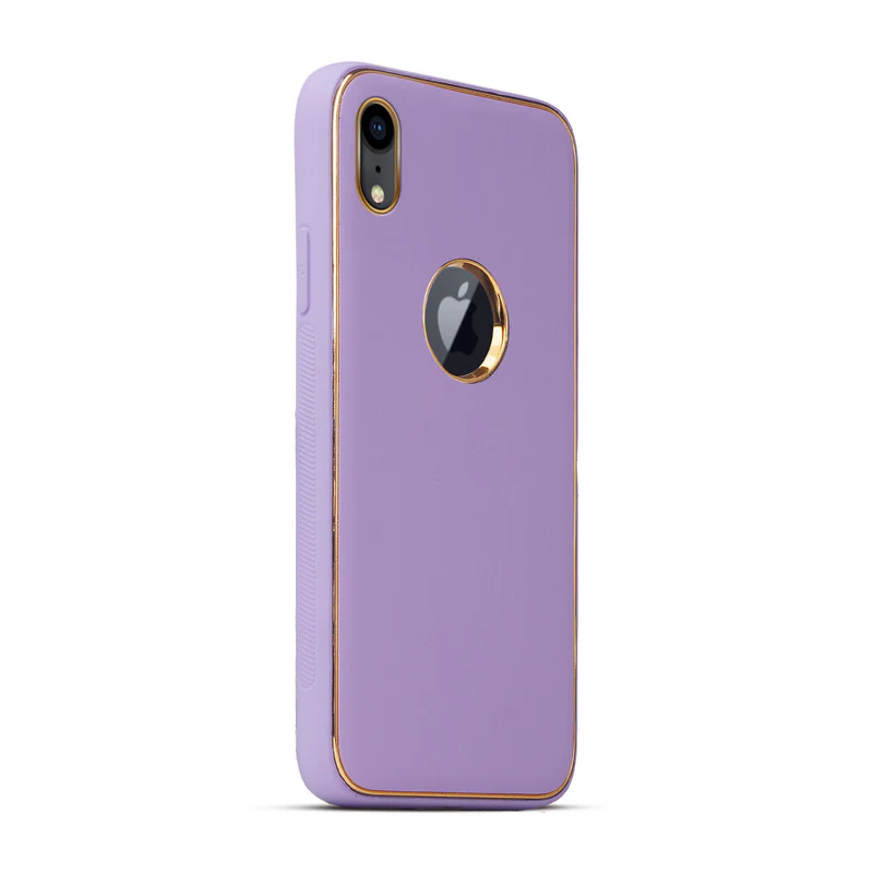 Electroplated Frame Leather Back Cover for Apple iPhone XR - Image 3