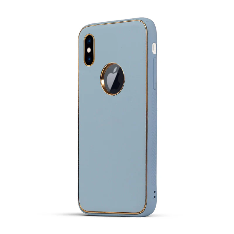 Electroplated Frame Leather Back Cover for Apple iPhone XS - Image 18