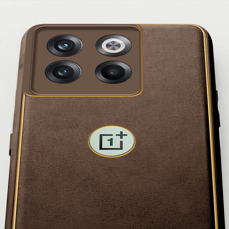 Electroplated Frame Leather Back Cover for OnePlus 10T 5G - Image 12