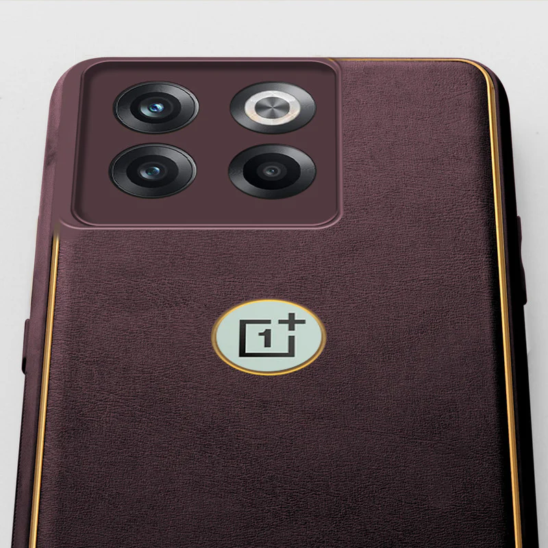 Electroplated Frame Leather Back Cover for OnePlus 10T 5G - Image 18