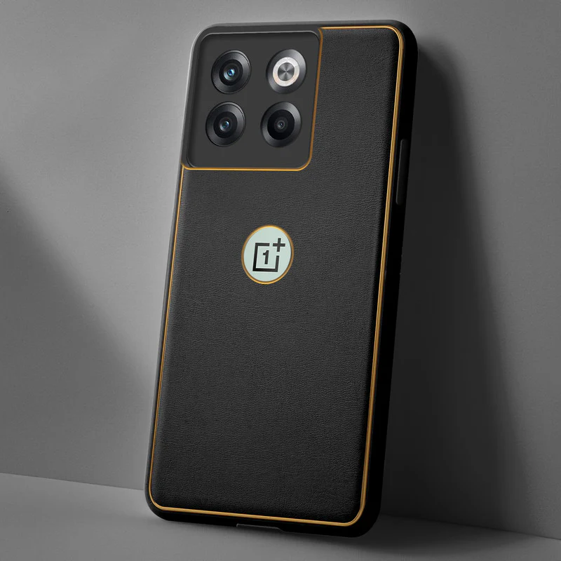 Electroplated Frame Leather Back Cover for OnePlus 10T 5G - Image 3