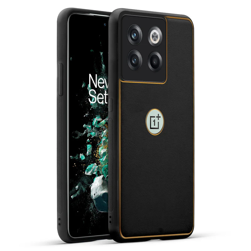 Electroplated Frame Leather Back Cover for OnePlus 10T 5G - Image 4