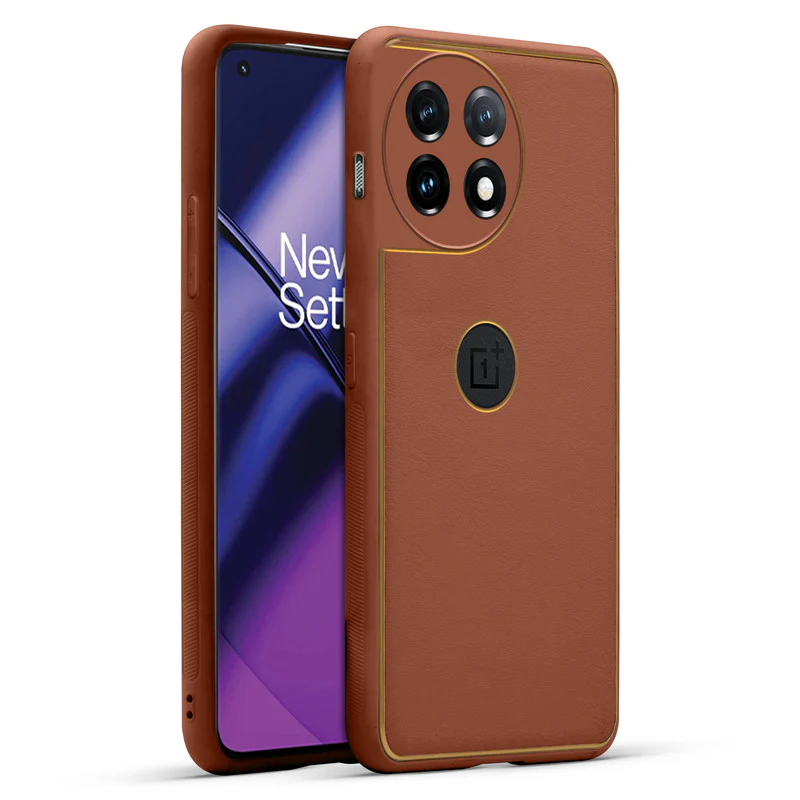 Electroplated Frame Leather Back Cover for OnePlus 11 5G - Image 4