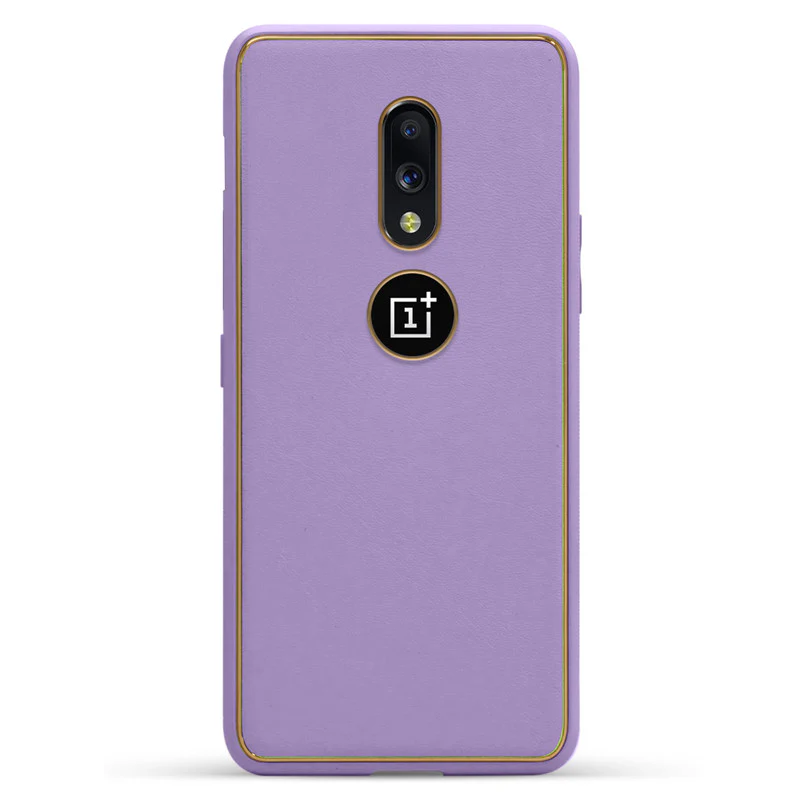Electroplated Frame Leather Back Cover for OnePlus 7 - Image 37