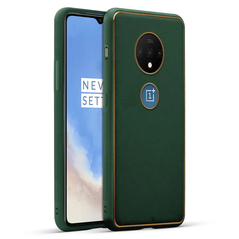 Electroplated Frame Leather Back Cover for OnePlus 7T - Image 16