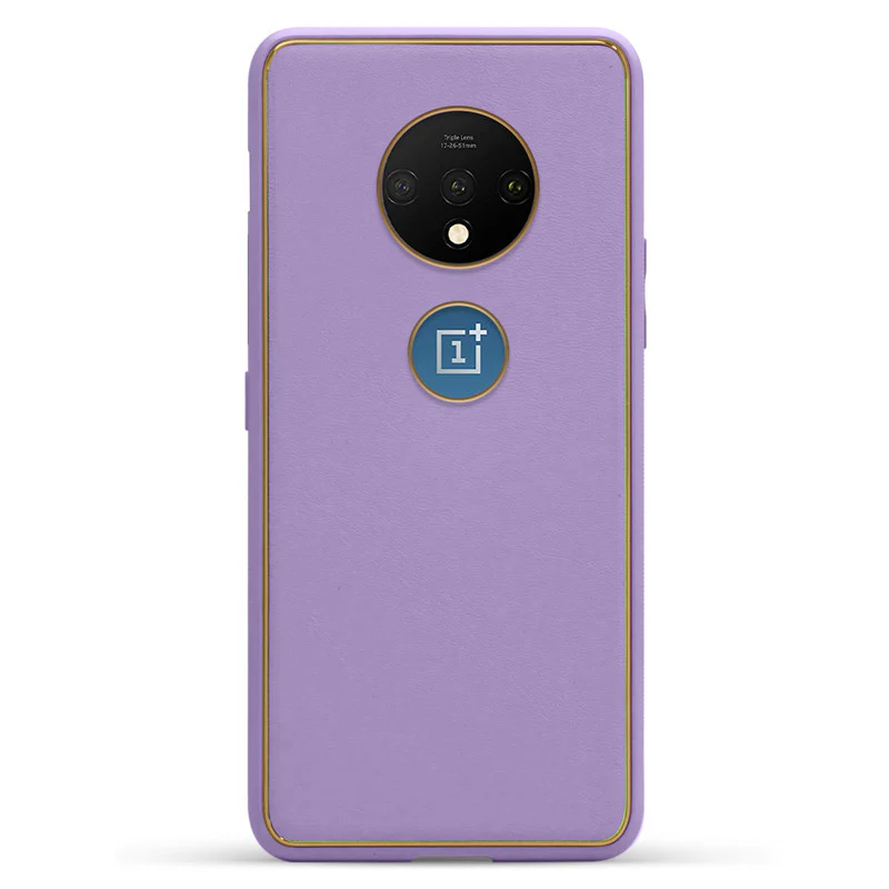 Electroplated Frame Leather Back Cover for OnePlus 7T - Image 37