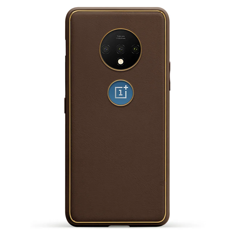 Electroplated Frame Leather Back Cover for OnePlus 7T - Image 7