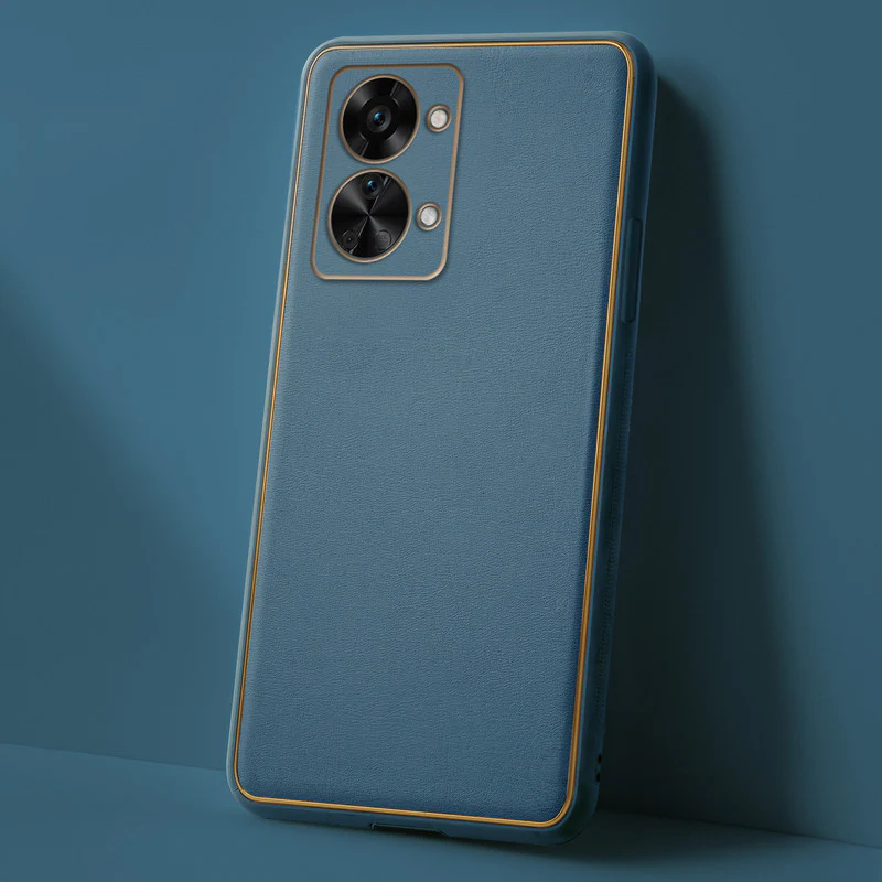 Electroplated Frame Leather Back Cover for Oneplus Nord 2T 5G - Image 13