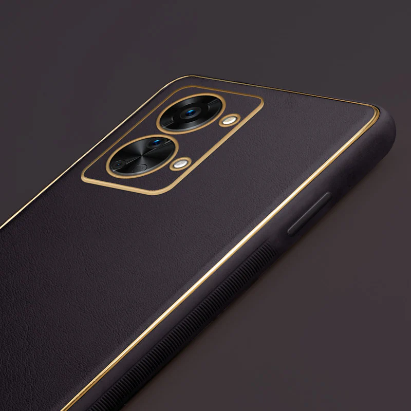 Electroplated Frame Leather Back Cover for Oneplus Nord 2T 5G - Image 5