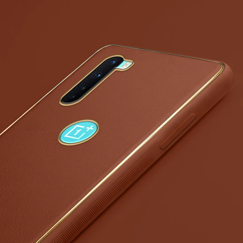 Electroplated Frame Leather Back Cover for OnePlus Nord 5G - Image 17