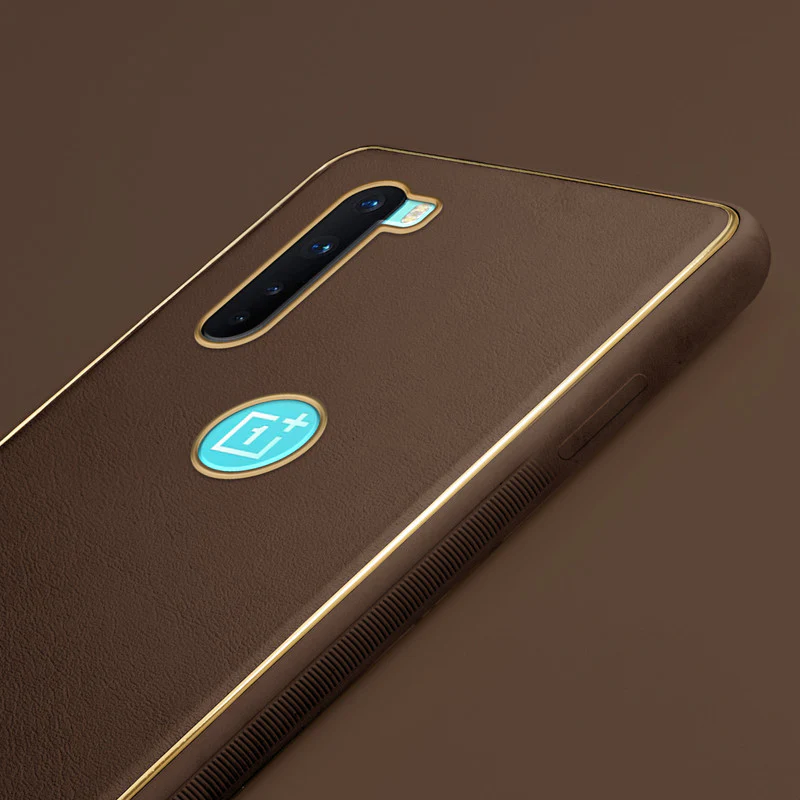 Electroplated Frame Leather Back Cover for OnePlus Nord 5G - Image 23