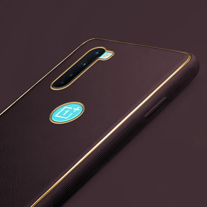 Electroplated Frame Leather Back Cover for OnePlus Nord 5G - Image 29