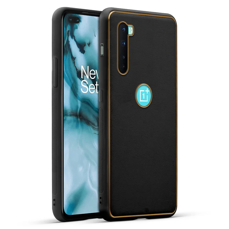 Electroplated Frame Leather Back Cover for OnePlus Nord 5G - Image 4