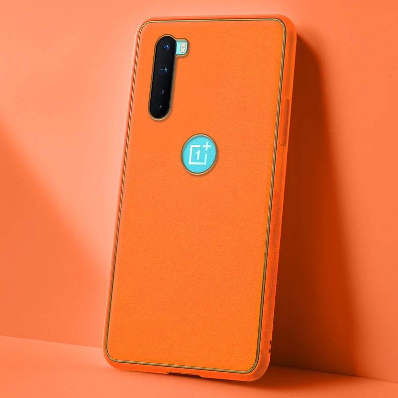 Electroplated Frame Leather Back Cover for OnePlus Nord 5G - Image 45