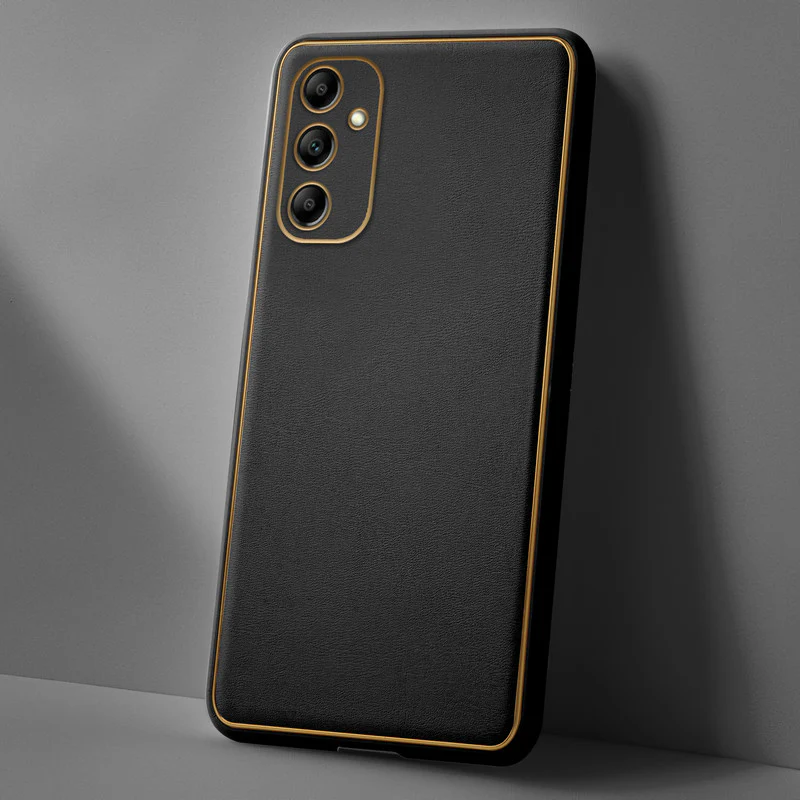Electroplated Frame Leather Back Cover for Samsung A14 5G - Image 2