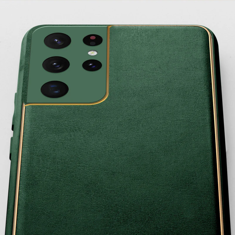 Electroplated Frame Leather Back Cover for Samsung S21 Ultra - Image 10