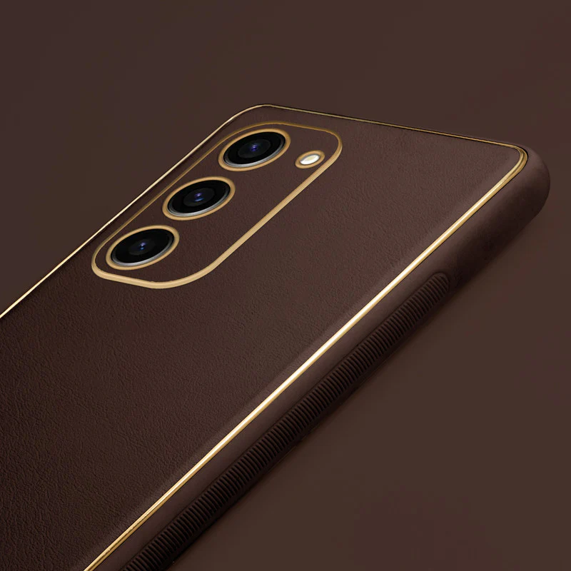 Electroplated Frame Leather Back Cover for Samsung S23 5G - Image 11