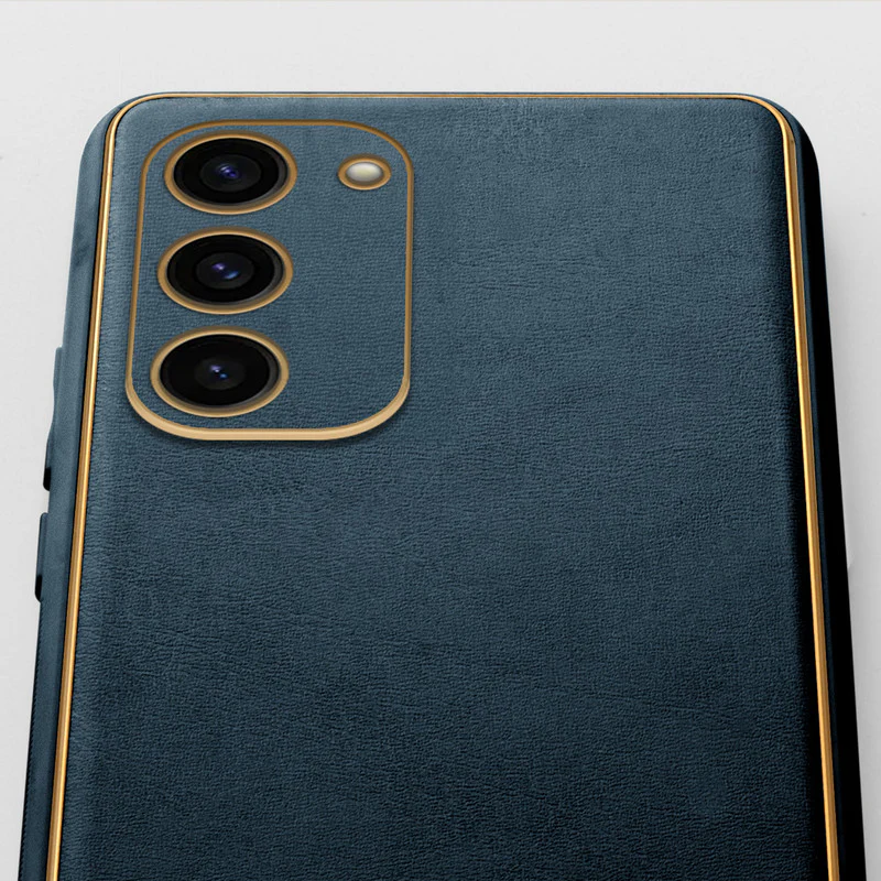 Electroplated Frame Leather Back Cover for Samsung S23 5G - Image 36